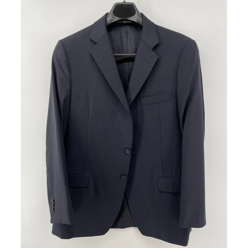 Hickey Freeman Loro Piana Sport Coat Mens 44 Navy Blue Super 150s Wool Pinstripe